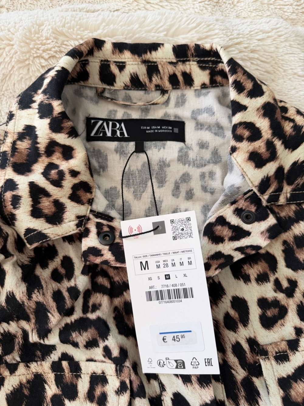 ZARA Leopard Print Shacket - Beige, Black & Brown - Picture 2 of 3